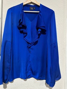 Royal Blue Rafaella V-Neck Blouse